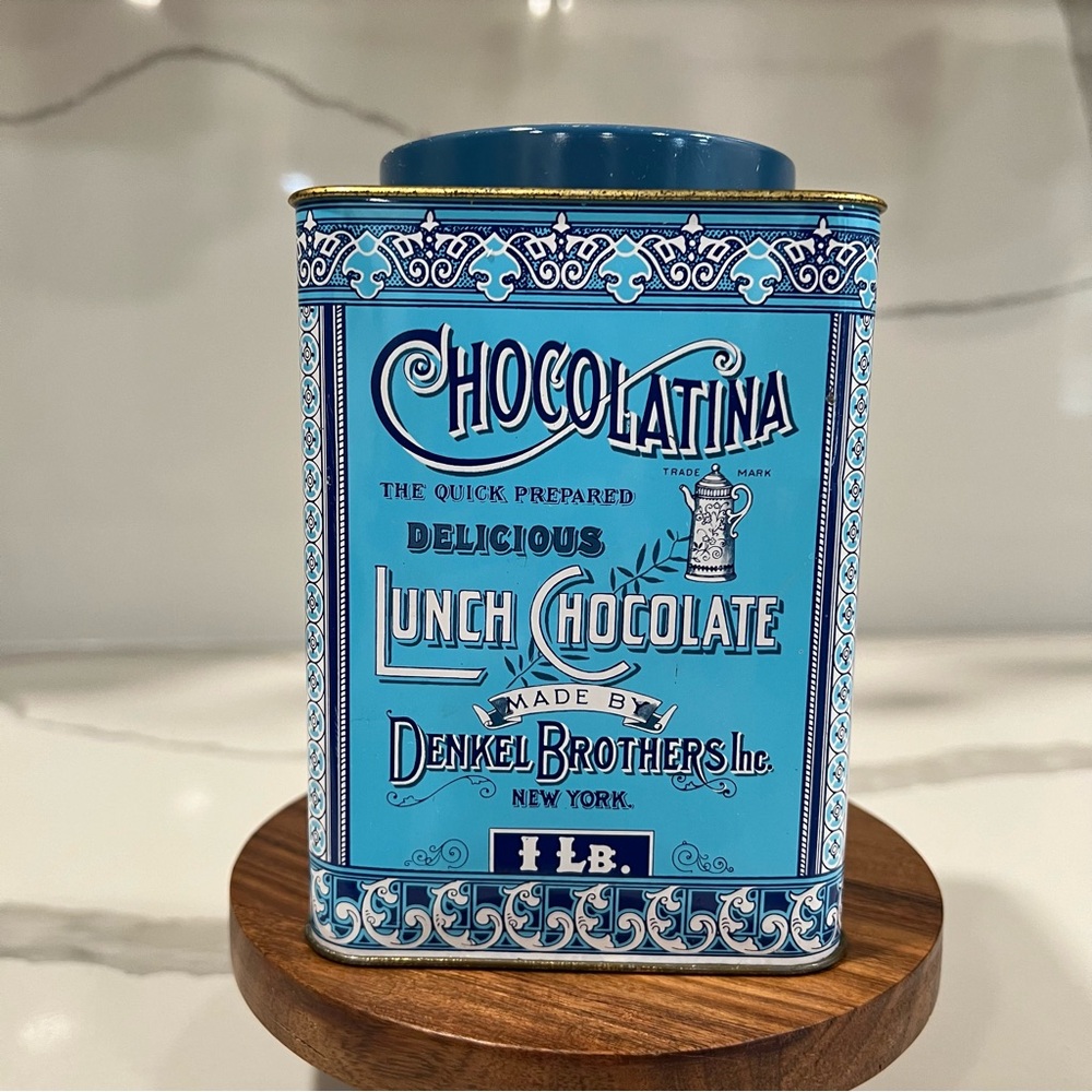 Vintage Denkel's Chocolate natural metal tin‎ replica chocolatina collector item